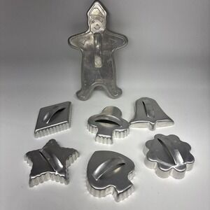 7  Vintage Aluminum Cookie Cutters with Handles